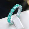 Glossy Silver Color Full Inlay Frosted Green Zircon Luxury Women Rings Wedding Party Personality Jewelry