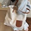 Fashion Canvas Splicing Going Out Shopping Handbag New Student Large-capacity Casual Tote Bag Simple Shoulder Bag