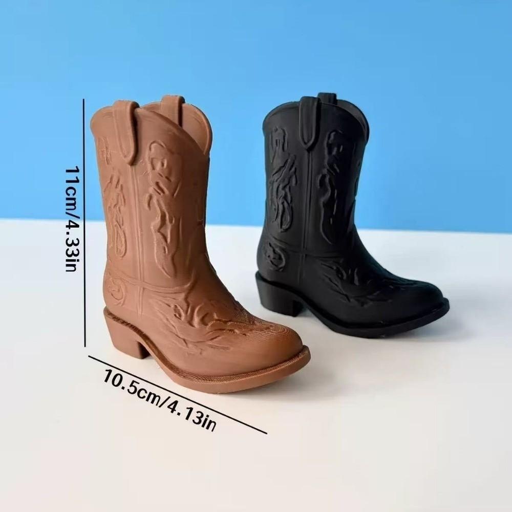 Vintage Western Style Cowboy Boot Statue Home Decor Boot Shaped Vase Pencil Holder Study Room