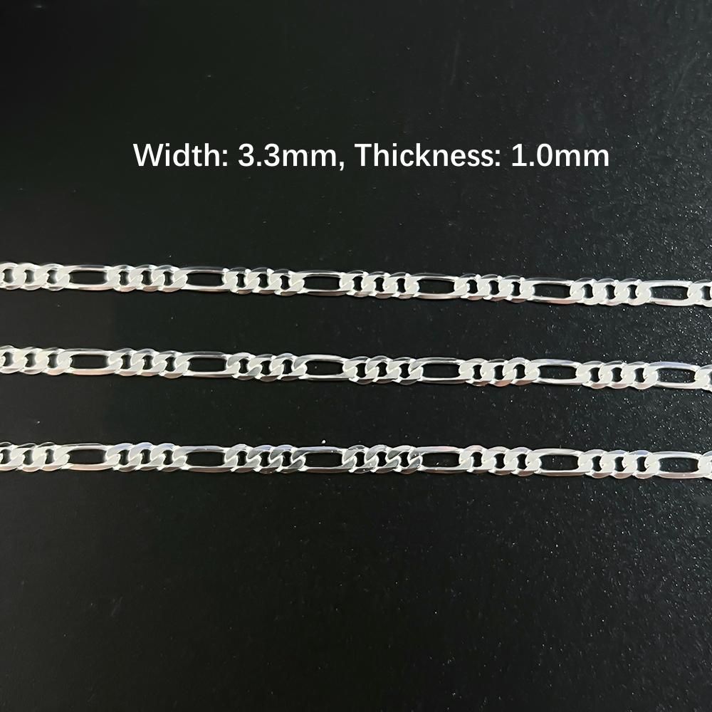 Fine Jewelry 3+1 Figaro Chain 925 Sterling Silver Anti Tarnish Processed Women Permanent Chains Making Bracelet Necklace