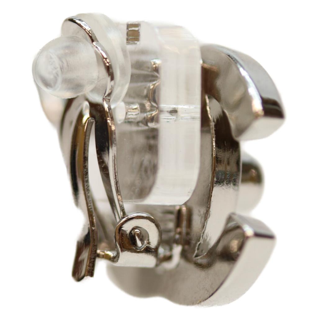 CHANEL 96P Silver Turn Lock CC Logos Earrings Earring SilverUsed