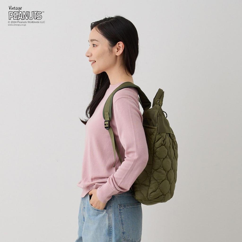 [Rootote] 8407 Snoopy Fluffy Quilted Vertical 3-Way Large Capacity Tote Bag IP Seoru Puff Peanuts 9R (02 Khaki)