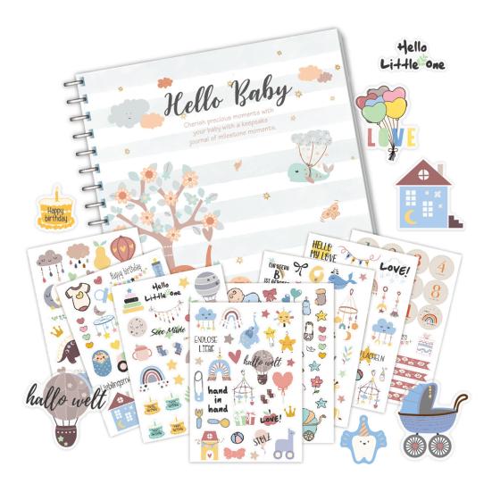 Yousheng Baby Growth Record Book Scrapbook Stickers Story-like Baby Milestone Album DIY Friendly Baby Development Scrapbook