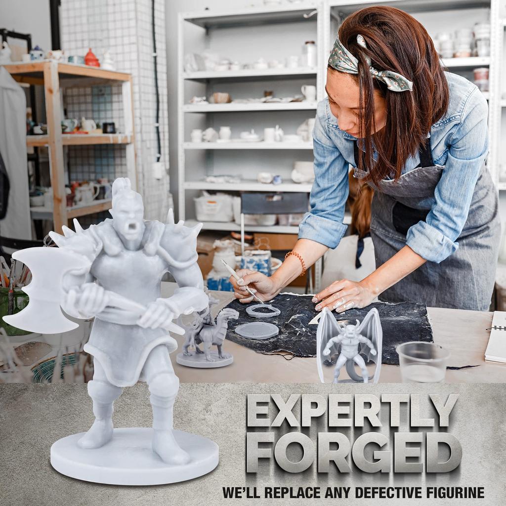 Path Gaming 20-Piece Unpainted Miniature Set – 28mm Fantasy Heroes, Monsters, and NPCs for Dungeons & Dragons & Pathfinder