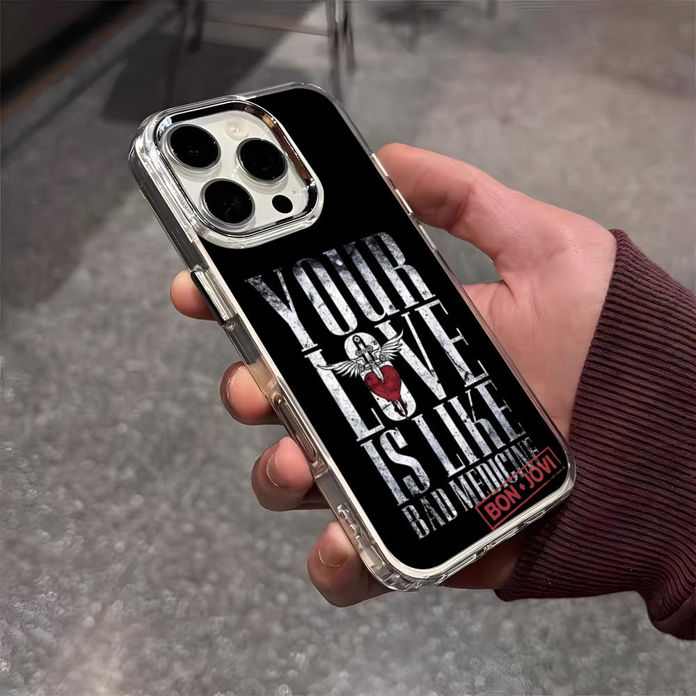 Чехол для телефона Rock Band B-Bon Jovi Forever для iPhone 17 Air 16 E 15 14 13 12 11 Plus Pro Max Электроокрашенный Прозрачный Мягкий Чехол