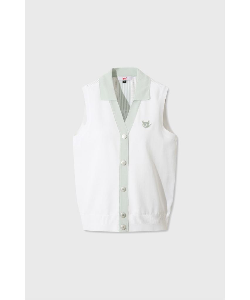 Waac Mesh Knit V-Neck Cardigan Vest Wwwam26400Whx