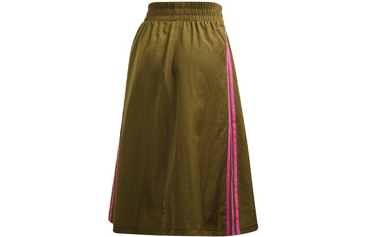 Women's Adidas Originals Casual Long Skirts Women's Olive Green Thin Mid-Length A-line Skirt