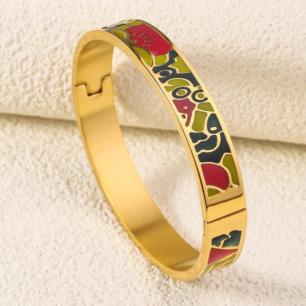 Шикарный китайский эмалированный браслет золотого цвета женский браслет на руку этнический цветочный браслет ювелирные изделия подарки