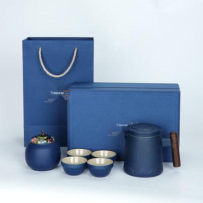 Скандинавский портативный керамический чайный набор с деревянной ручкой