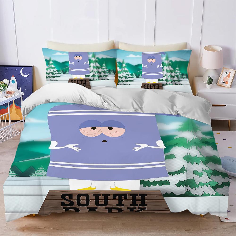 Towelie Смешной P-Парк S-Юг Комплект пододеяльников Мягкий Стирка Кровать 3 предмета Летний Удобный Студенческое общежитие Дом Постельное белье для детей Лучший