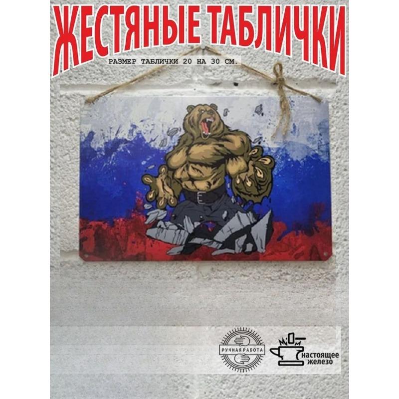 Металлическая табличка с российским гербом, патриотический настенный декор