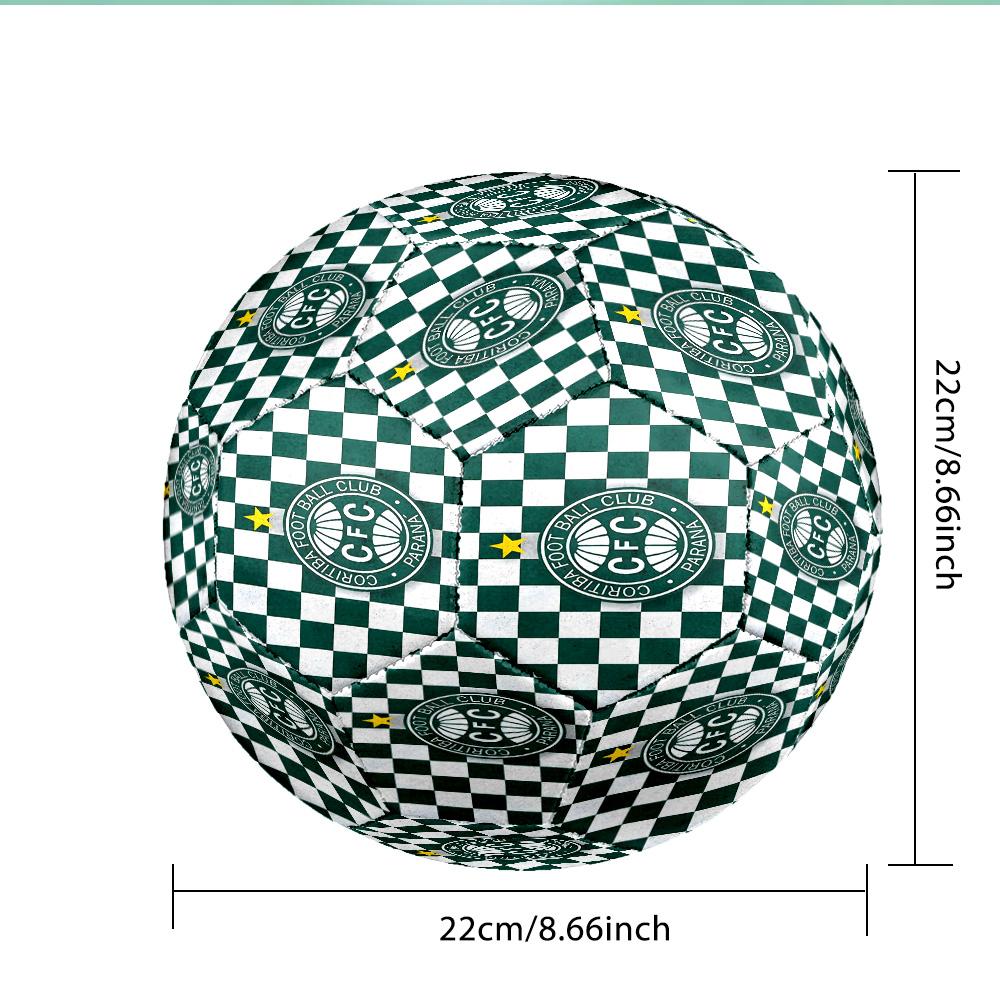 Green Football Club Emblem Printed Size 5 Soccer Ball - Durable, Machine-stitched, Soft and Comfortable, Suitable for Training and Matches Gift