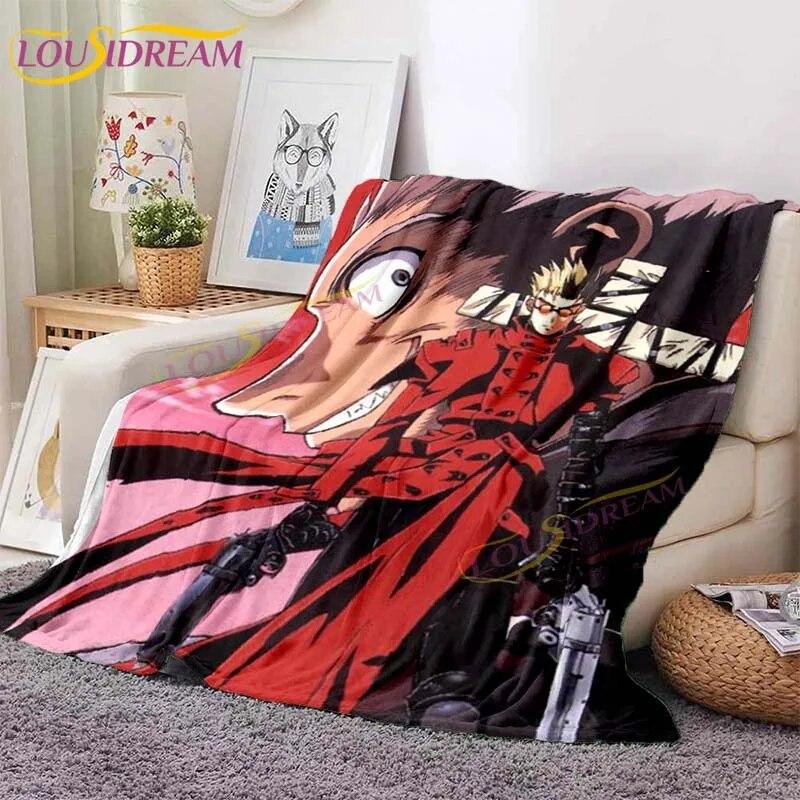 Фланелевые одеяла Trigun, аниме, одеяла, Vash The Stampede, одеяло для дивана, гостиной, походное одеяло для пикника, винтажный подарок