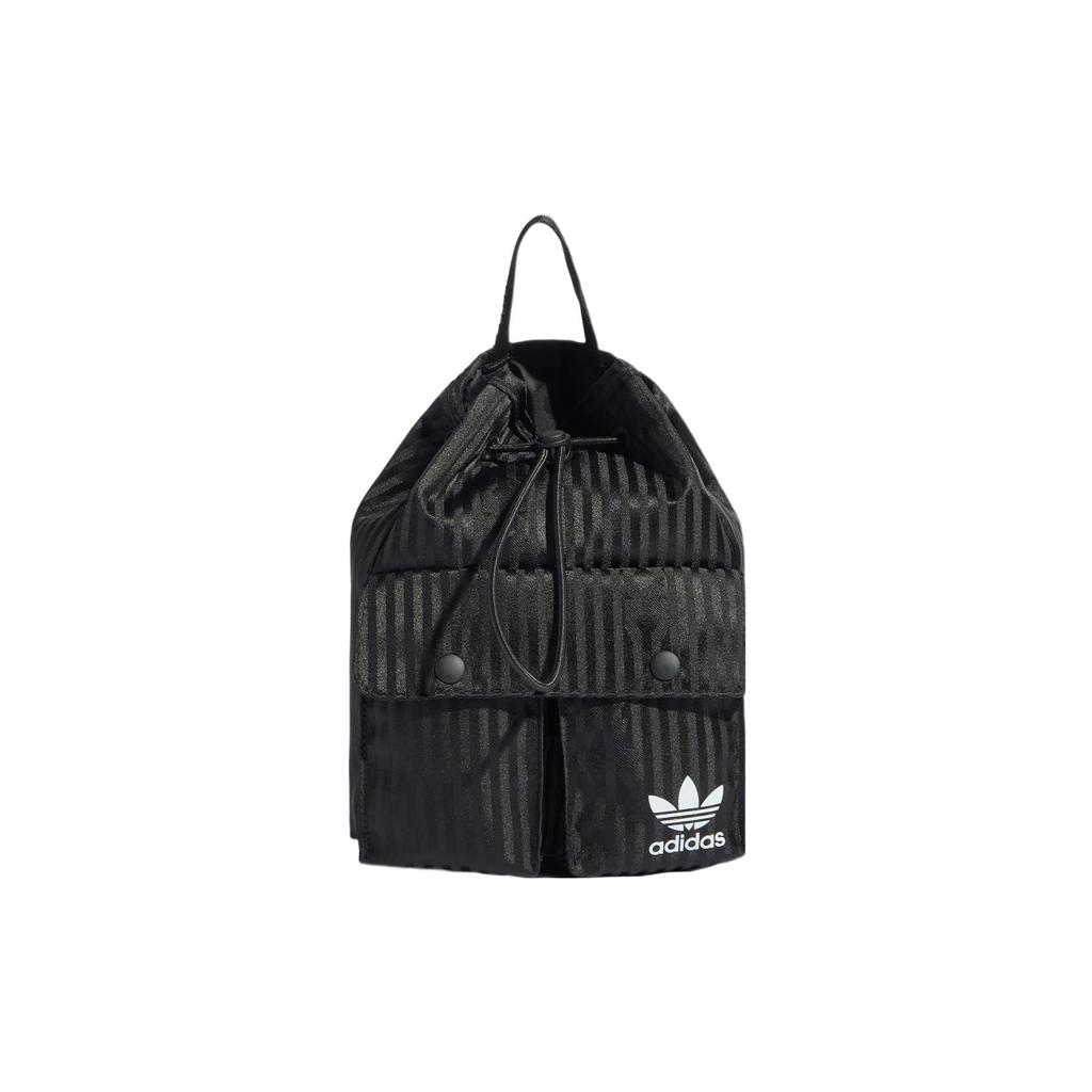 adidas Оригинальный рюкзак-ведро Adidas с логотипом Trefoil и полосками, на шнурке, полиэстер, унисекс, черный HD7022