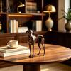 Fall Holiday Home Accents Vintage Whippet Greyhound Dog Figurine with Hanging Heart Charm, Elegant Tabletop Decorative Accent Resin Animal Statue,