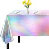 Plastic Tablecloths Disposable Laser Tablecloth Holographic Foil Rectangle Table Covers Birthday Disco Bachelorette 54" X 108"