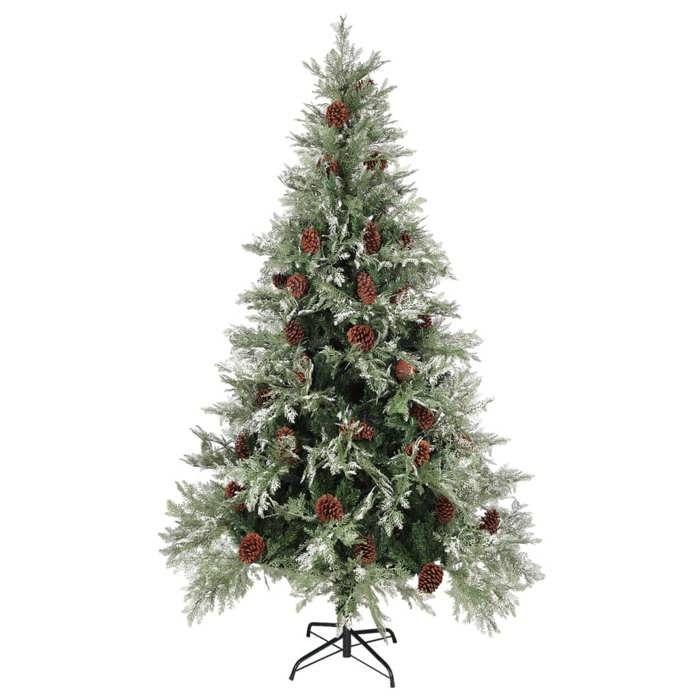Maison Exclusive - Sapin de Noël pré-éclairé pommes de pin vert blanc 195cm PVC PE