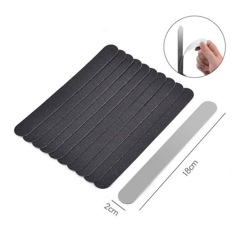 10 шт., черная/серая съемная пилочка для ногтей из наждачной бумаги с ручкой из нержавеющей стали, металлическая сменная пилочка для ногтей 100/180 для маникюра