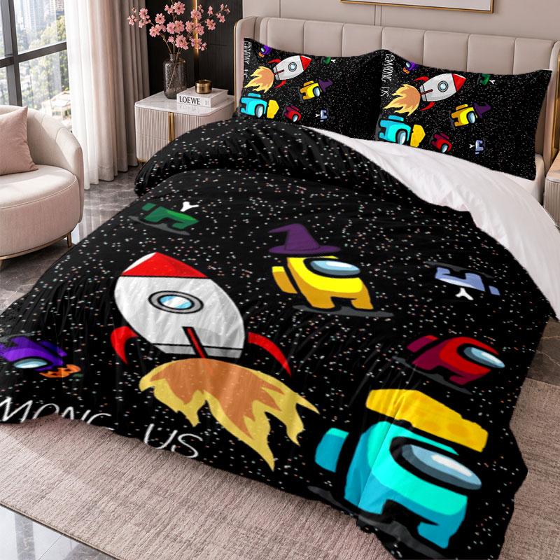 Among Us 3Pcs Bedding Set Duvet Cover With Two Pillowcases For Bedroom Home Decoration