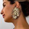 Пара женских серег, Преувеличенные геометрические серьги с леопардовым принтом, Подходят для повседневной носки осенью и зимой