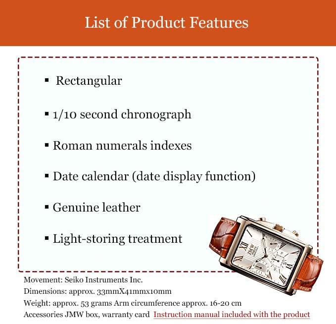 Квадратные часы Серебряные часы из розового золота Квадратные прямоугольные часы с хронографом Ограниченная модель Seiko Quartz Кожаный ремешок Натуральная кожа Бизнес Простые популярные дневные