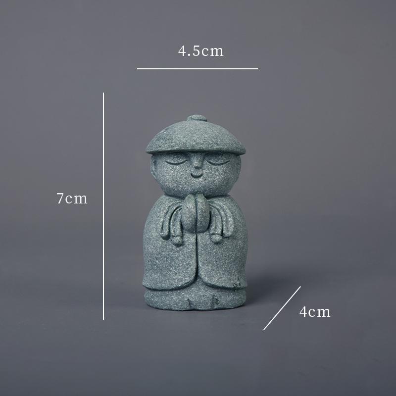 Miniature Statues Small Monk Figurines 4 Piece Resin Meditation Room for Study Tabletop Gifts Sets