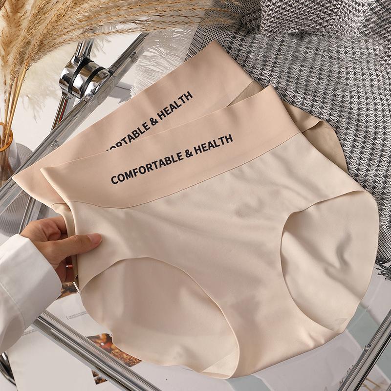 Трусики с высокой талией, бесшовные трусики для женщин, шелковые трусы с буквенной талией, удобные невидимые ультратонкие трусы, женское нижнее белье от M до XL