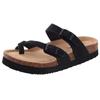 Fashion Comwarm Cork Footbed Sandals Women Summer Fashion Suede Flats Sandals With Arch Support Couple Open Toe Beach Slides Adjustable