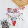 1011 new European and American floral polka dot tube top sexy split swimsuit bikini