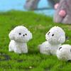 Garden Ornaments Micro Landscape Home Decorations Mini Resin Craft White Bichon Frise  Car Desktop