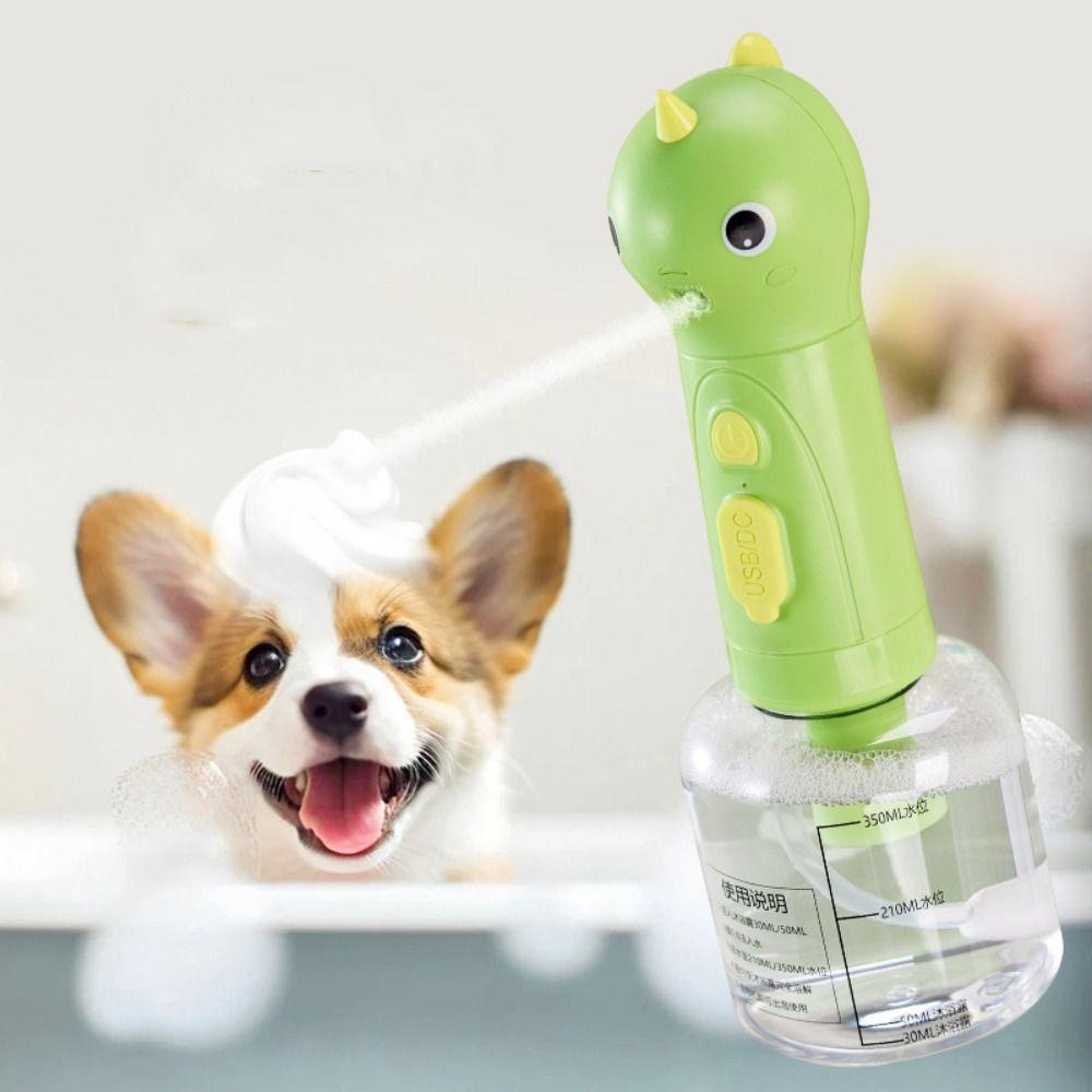 Rechargeable Dog Shampoo Dispenser Dinosaurs Shape Dog Shower Foamer Pet Cleaning