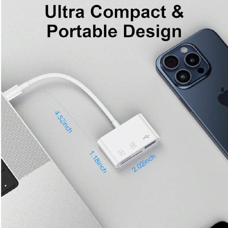 2/4 шт. USB 3.0 Устройство для чтения SD-карт OTG Micro SD TF-карты Адаптер 3-в-1 Разъем Для iPhone 15 MacBook Ноутбука Камеры Планшета