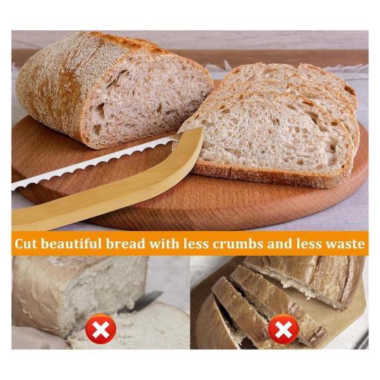 Bread Cutter Sourdough Bread Bow Slicer Serrated Bagel Cutter Baking Baguette Cake Cutter Wooden Bread Cutting Saw