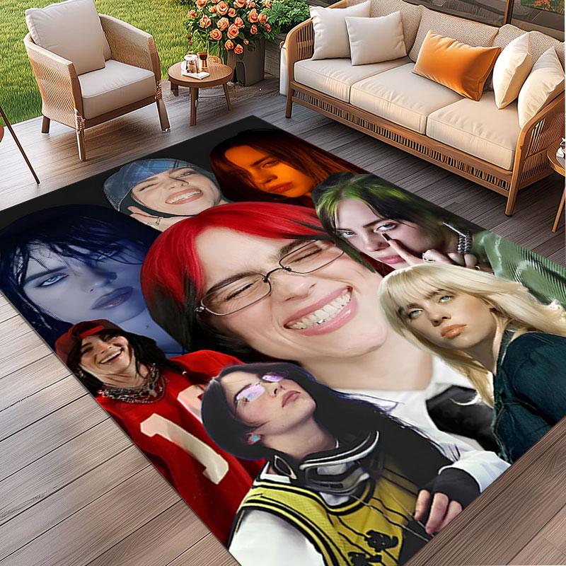 Billie Eilish Print Rug, Washable Floor Carpet, For Entryway Dorm Laundry Room Office Study, Home Decor Birthday Christmas Gift