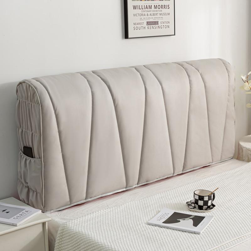 Luxury All-inclusive Thicken Quilted Headboard Cover Technology Cloth Bed Head Cover Solid Color Dust Protector Cover Easily Clean Headboard Cover