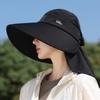 Empty Top Sun Protection Hat Women'S Outdoor Uv Protection Large Brim Tea Picking Hat Empty Top Shawl Neck Protection Sun Hat
