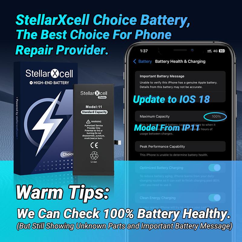 StellarXcell выбор OEM Замена аккумулятора для IPhone SE 7 8 X XR XS XS XSMAX iphone11 12pro 13mini 14plus 15Promax с бесплатным инструментом