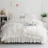 Cute, Washable 3-piece Ruffled Duvet Cover Set, Including a Duvet Cover, Fitted Sheet, and Pillowcases. Ivory, Suitable for Both Western and Japanese-
