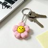 Anxiety Relief Gadget Smiling Flower Keychain Fidget Toy, Floral Clicker Sensory Toy for Stress Relief, Hanging Bag Charm with Ball Chain Key