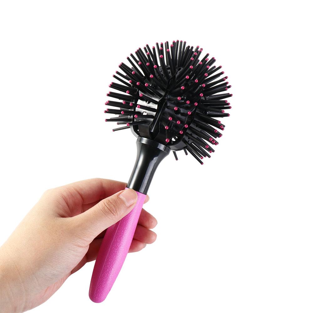 Pink 3D Round Hair Brushes Comb Plastic Round Curly Hair Comb 360 Degree Ball Hairbrush Barber