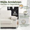 L-Shaped Corner Sofa - 4-Seater, 256.5 x 133.5 x 89 cm, Classic Corduroy, Modular Design with Oval Stool, 2 Cushions Included, Beige