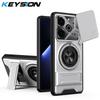 KEYSION Магнитный чехол для телефона TECNO Pova 6 6 Pro 5G Защита сдвижной крышки камеры Вертикальная подставка Кольцо Ударопрочная задняя крышка