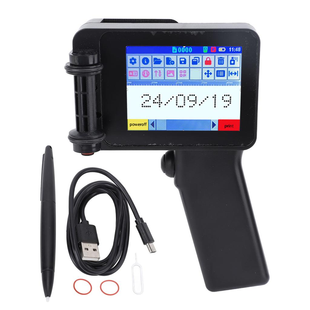 Ручной струйный принтер-пистолет Маленький портативный с HD LED 4.3-дюймовым сенсорным экраном N6 Без картриджа 12.7 мм для QR-кода