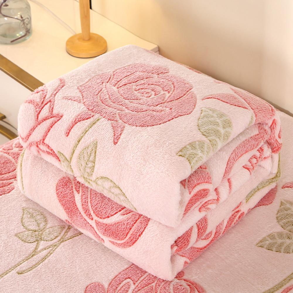 Warm Floral Flannel Blanket Soft Bedsheet Romantic Nap Blanket Travel