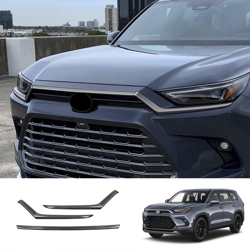 Для Toyota Grand Highlander 2024 2025 карбон Передний бампер Сетка капота Решетка Губа капота Накладка Отделка Внешние аксессуары