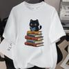 Модная трансграничная футболка с принтом кошки, 260 г чистого хлопка, короткий рукав, простая 1002-45