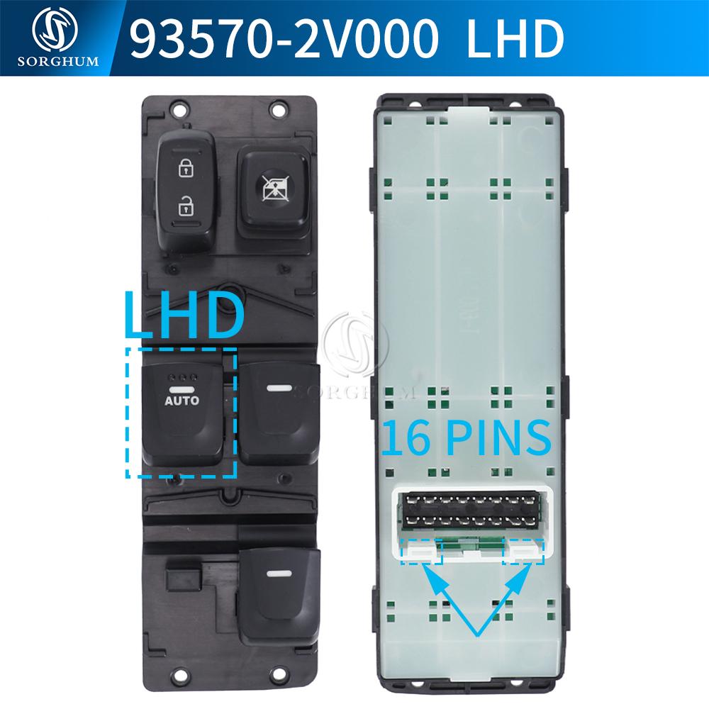 SORGHUM 93570-2V000 Front Left Master Power Window Switch For Hyundai Veloster 1.6L 2012 2013 2014 2015 2016 2017 935702V0004X