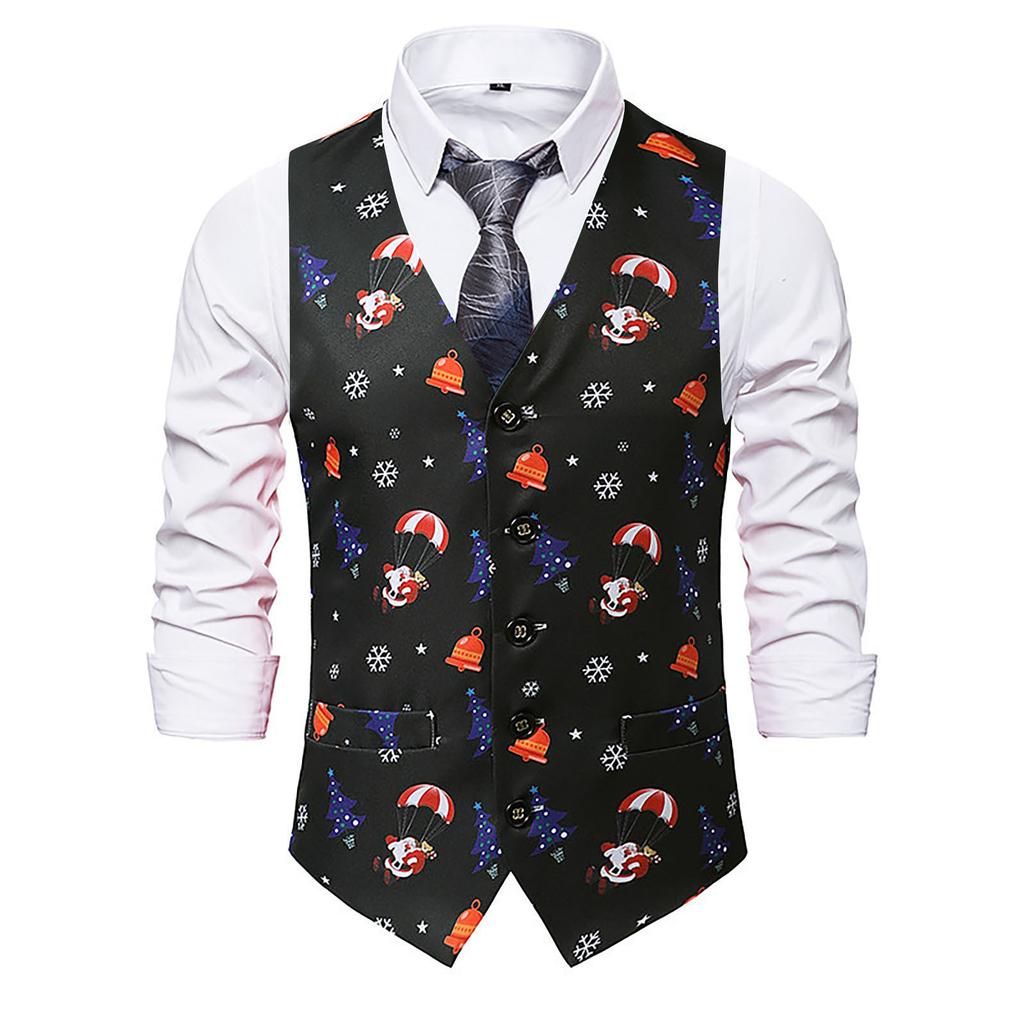 (SU)Мужской снеговик, Рождественский необычный жилет, винтажная куртка без рукавов на пуговицах для вечеринки