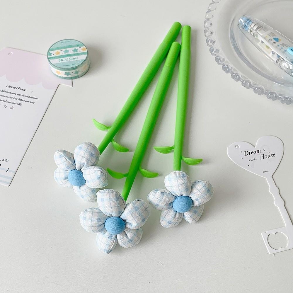 Fabric Flower Decorative Ballpoint Pen 3D Floral Writing Pen Portable Flower Gel Pen Novelty Gift