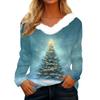 Рубашки с длинным рукавом для женщин Милые топы Рождественские принты Футболки Блузки Повседневные топы больших размеров Базовые топы Пуловеры